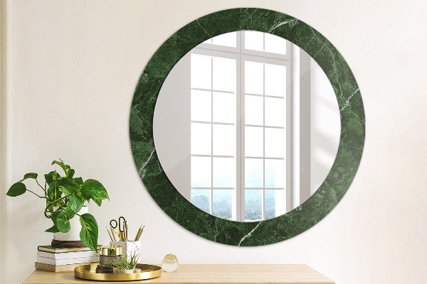 Ronde spiegel met decoratie Groen marmer