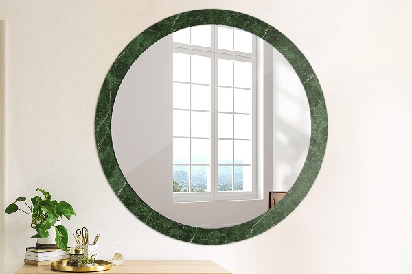 Ronde spiegel met decoratie Groen marmer
