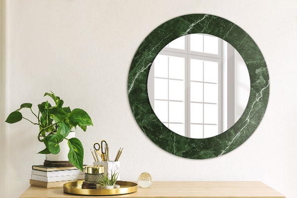 Ronde spiegel met decoratie Groen marmer