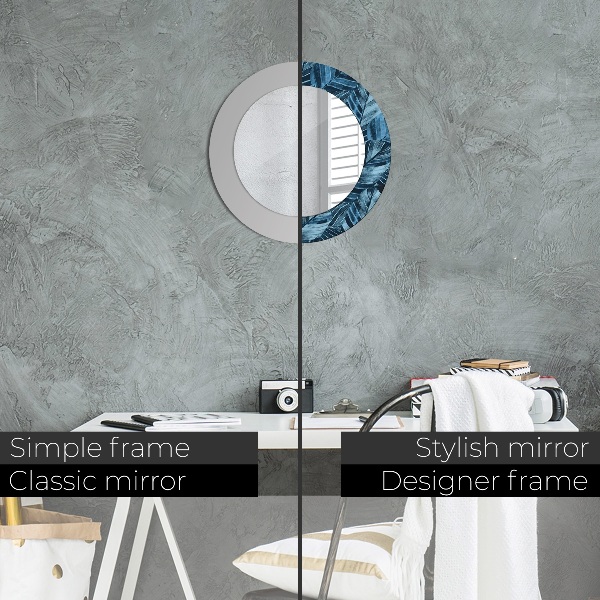 Ronde spiegel met bedrukte lijst Jungle bladeren