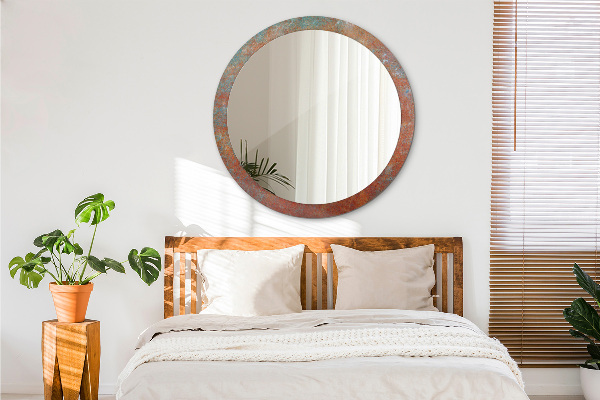 Ronde wandspiegel met print Roest metaal