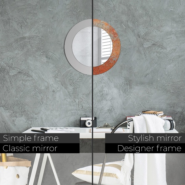 Ronde wandspiegel met print Roest metaal