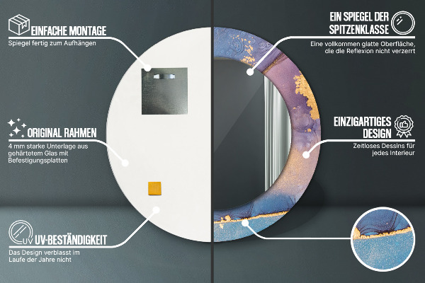 Bedrukte ronde spiegel Marmer