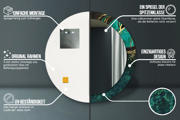 Ronde spiegel met decoratie Marmer groen