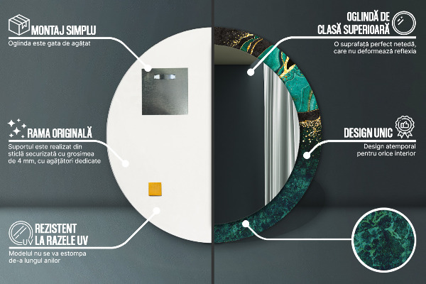 Ronde spiegel met decoratie Marmer groen