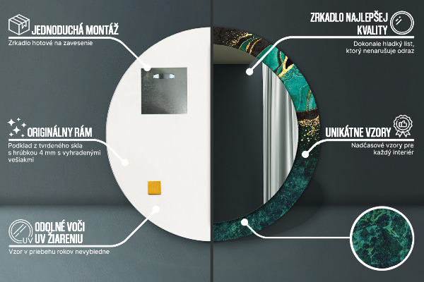 Ronde spiegel met decoratie Marmer groen