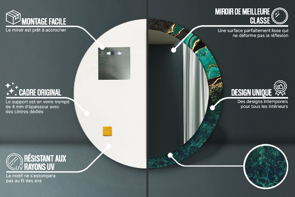 Ronde spiegel met decoratie Marmer groen