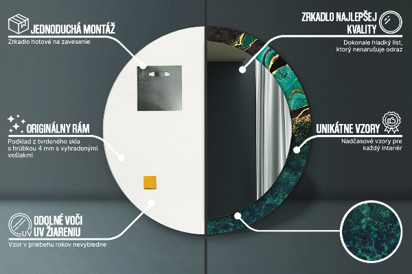 Ronde spiegel met decoratie Marmer groen