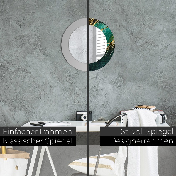 Ronde spiegel met decoratie Marmer groen