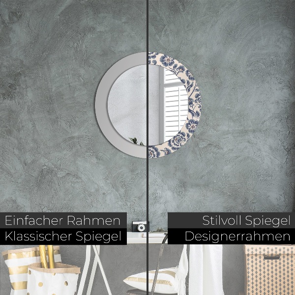 Bedrukte ronde spiegel Bloem patroon