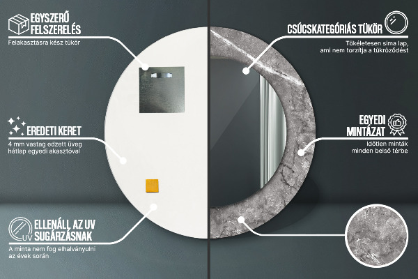 Ronde wandspiegel met print Rustiek marmer