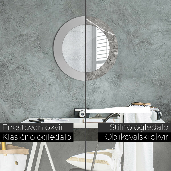 Ronde wandspiegel met print Rustiek marmer