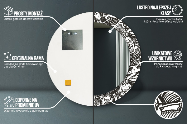 Ronde wandspiegel met print Abstracte vloeistof