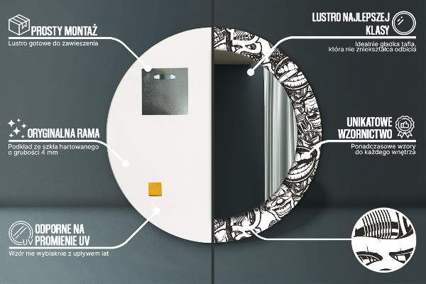 Ronde wandspiegel met print Abstracte vloeistof