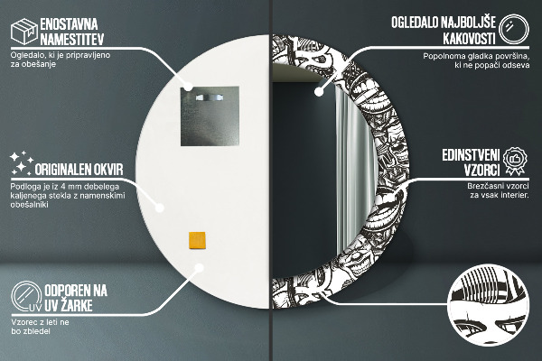 Ronde wandspiegel met print Abstracte vloeistof