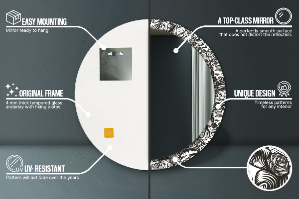 Ronde wandspiegel met print Abstracte vloeistof