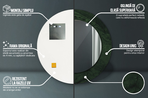 Ronde spiegel met decoratie Groen marmer