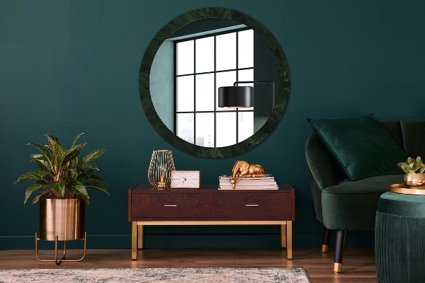 Ronde spiegel met decoratie Groen marmer
