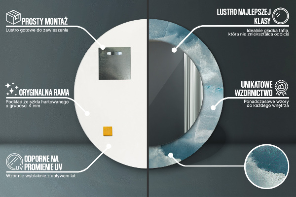 Bedrukte ronde spiegel Blauw onyxmarmer