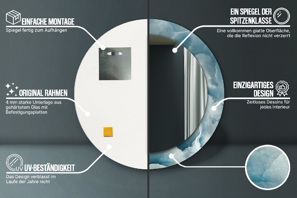 Bedrukte ronde spiegel Blauw onyxmarmer