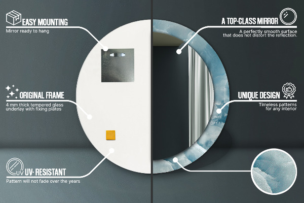 Bedrukte ronde spiegel Blauw onyxmarmer