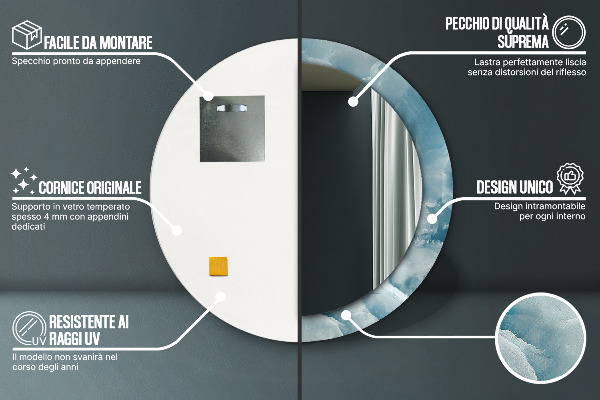 Bedrukte ronde spiegel Blauw onyxmarmer