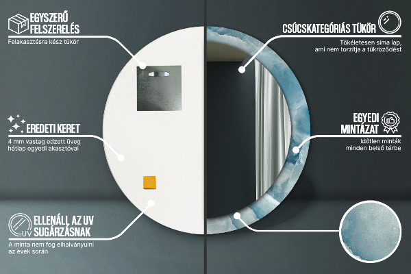 Bedrukte ronde spiegel Blauw onyxmarmer