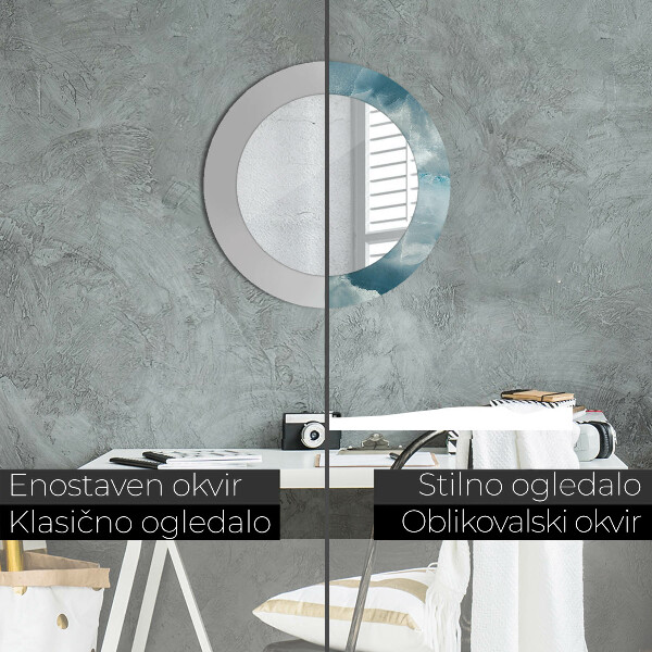 Bedrukte ronde spiegel Blauw onyxmarmer