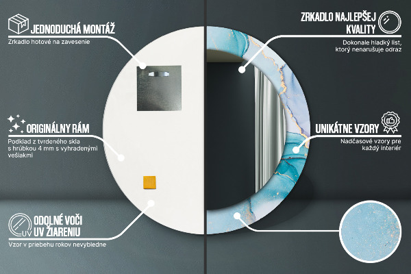 Ronde spiegel met bedrukte lijst Abstracte vloeistof