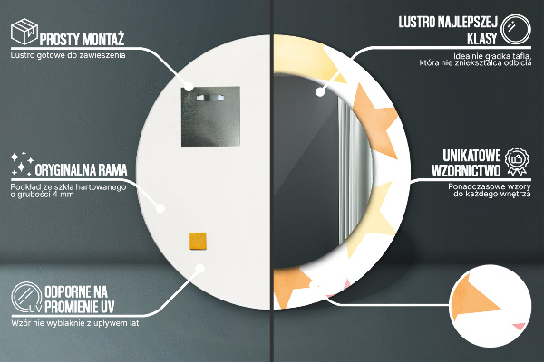 Ronde wandspiegel met print Pastelkleurige sterren