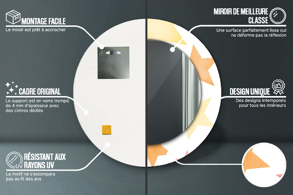 Ronde wandspiegel met print Pastelkleurige sterren