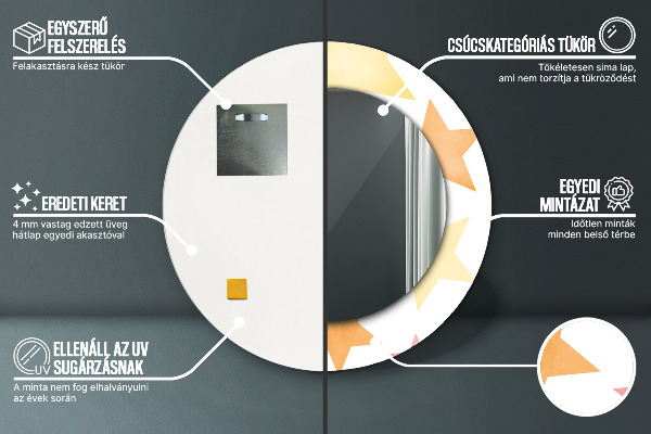 Ronde wandspiegel met print Pastelkleurige sterren