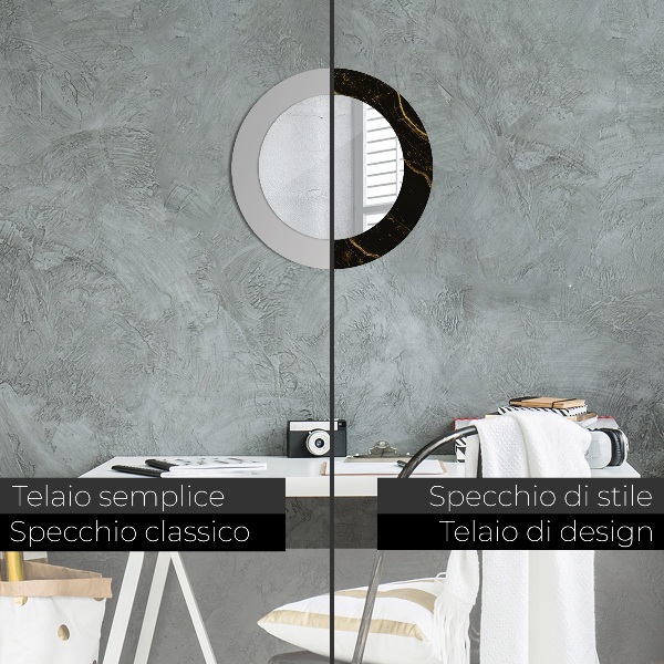 Ronde spiegel met decoratie Zwart marmer