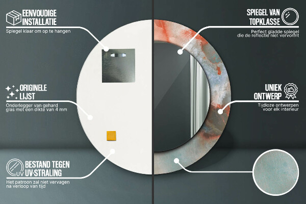 Bedrukte ronde spiegel Onyx-knikkers