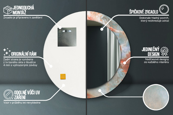 Bedrukte ronde spiegel Onyx-knikkers