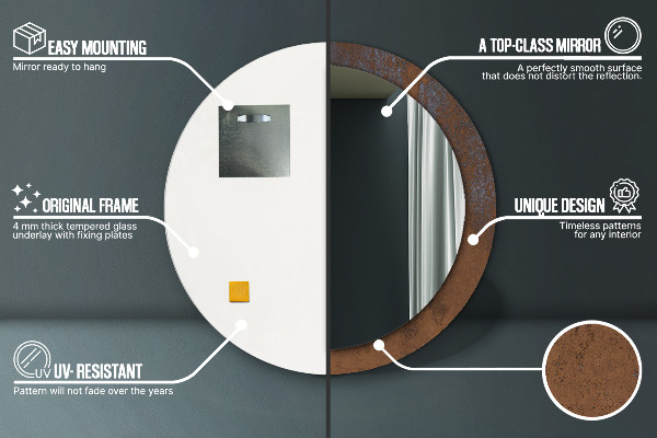 Ronde spiegel met decoratie Metaal rustiek