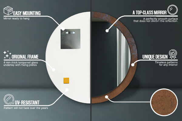 Ronde spiegel met decoratie Metaal rustiek