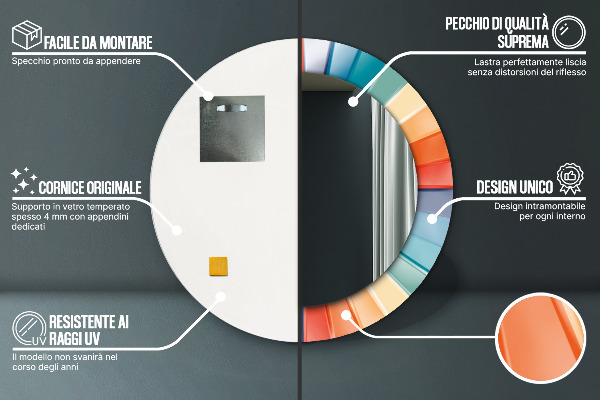 Ronde spiegel met decoratie Radiale concentrische strepen