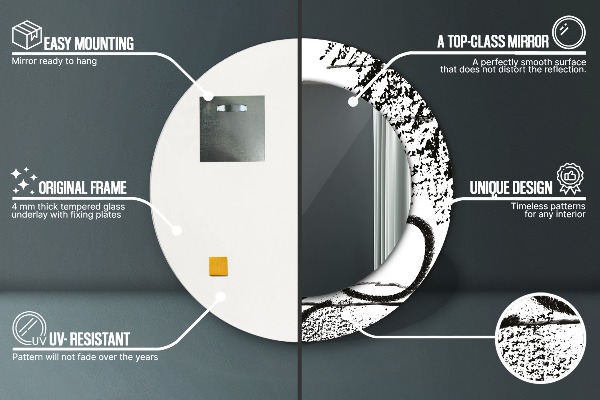 Ronde spiegel met bedrukte lijst Graffiti-patroon