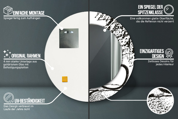 Ronde spiegel met bedrukte lijst Graffiti-patroon