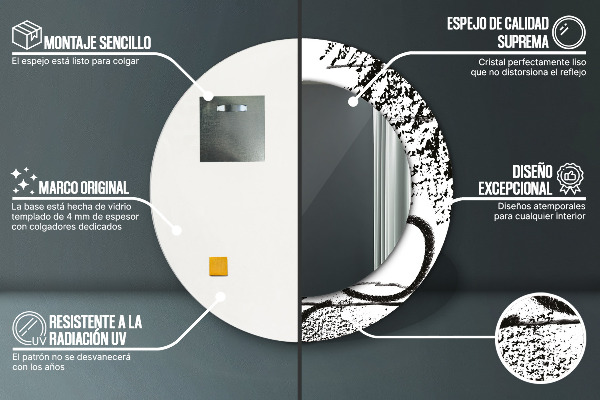Ronde spiegel met bedrukte lijst Graffiti-patroon