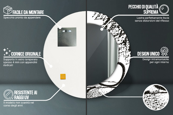 Ronde spiegel met bedrukte lijst Graffiti-patroon
