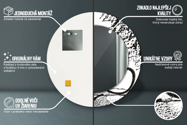 Ronde spiegel met bedrukte lijst Graffiti-patroon