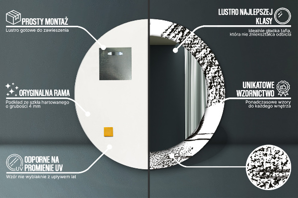 Ronde spiegel met bedrukte lijst Graffiti-patroon