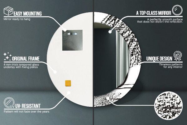 Ronde spiegel met bedrukte lijst Graffiti-patroon