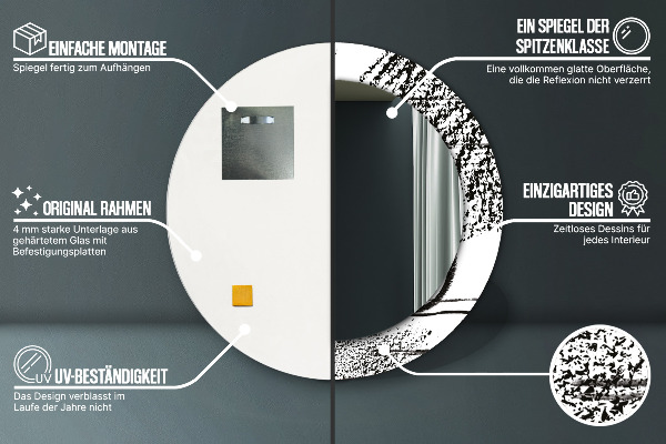 Ronde spiegel met bedrukte lijst Graffiti-patroon