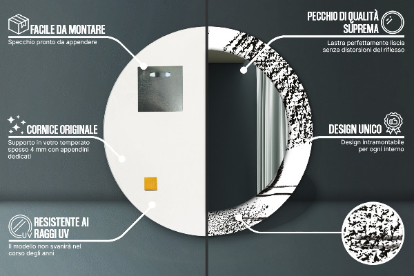 Ronde spiegel met bedrukte lijst Graffiti-patroon