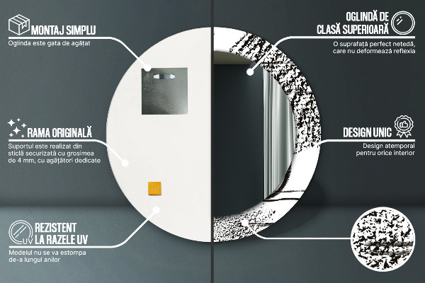 Ronde spiegel met bedrukte lijst Graffiti-patroon