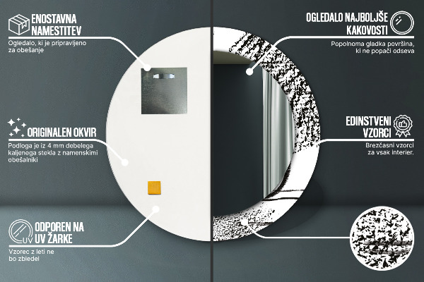 Ronde spiegel met bedrukte lijst Graffiti-patroon