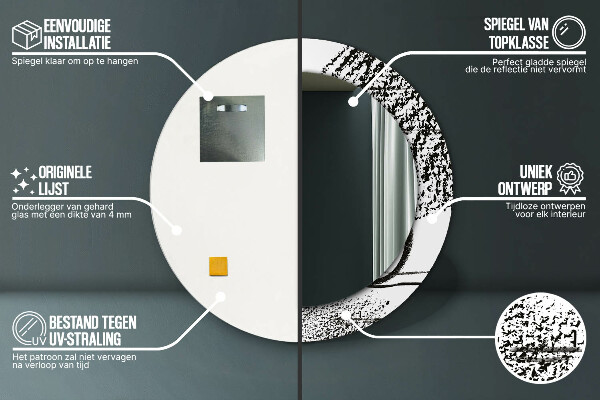 Ronde spiegel met bedrukte lijst Graffiti-patroon